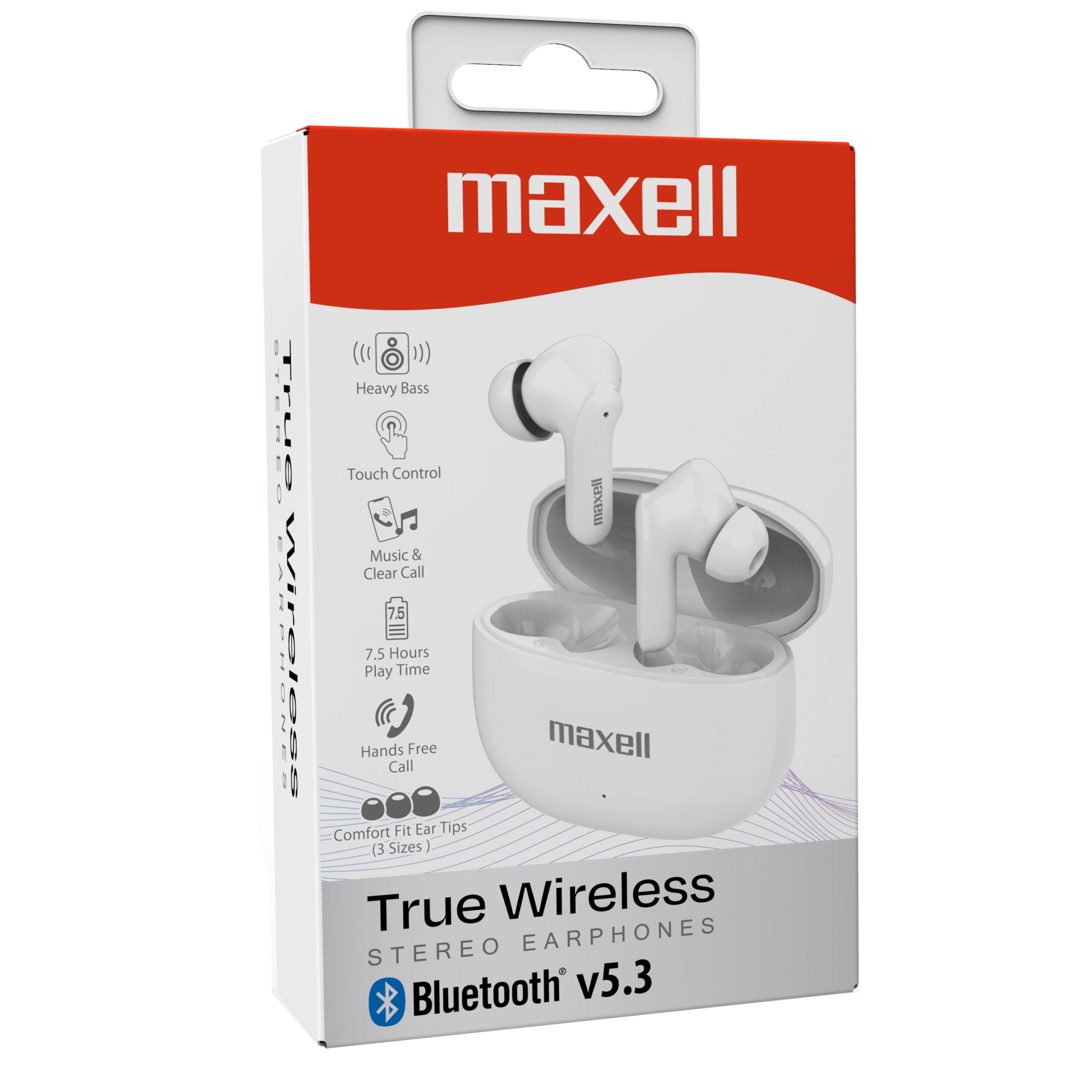 True Wireless Noise Isolation 10mm Driver with Boosted Bass Bluetooth 5.3 Maxell